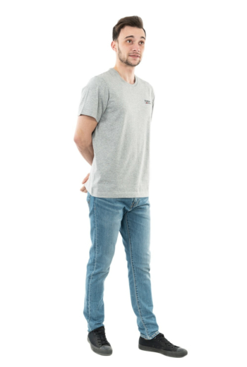 Tee shirt tommy jeans regular corp log p01 lt grey htr