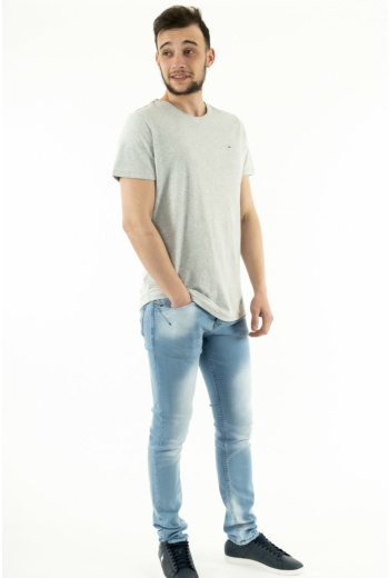 Tee shirt tommy jeans slim jaspe c neck p01 lt grey htr