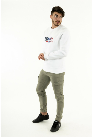 sweat tommy jeans ombre corp logo ybr white