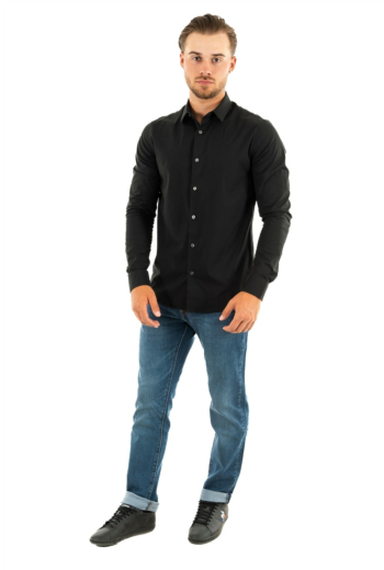 chemise calvin klein jeans chest logo slim s beh black