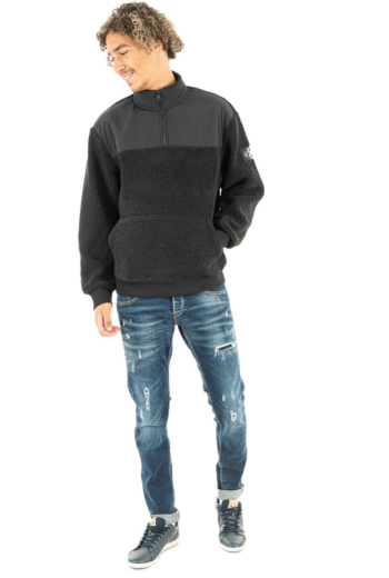 sweat calvin klein jeans badge sherpa noir