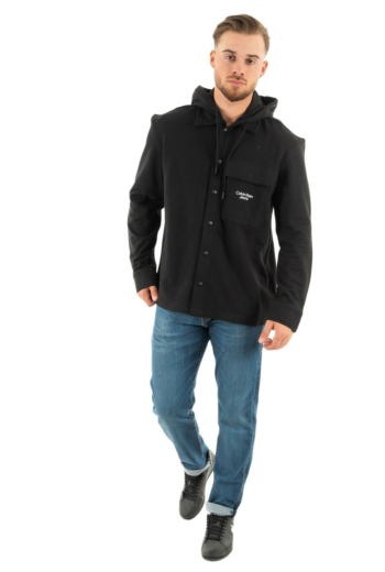 chemise calvin klein jeans stacked logo hooded noir