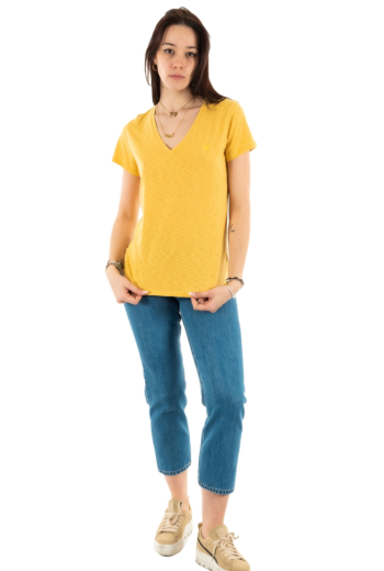 Tee shirt superdry studios slub emb vee 8uz desert ochre yellow
