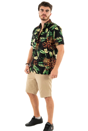 chemise manches courtes superdry vintage hawaiian 9fc black pineapples