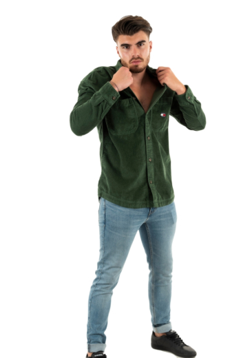 chemise tommy jeans casual corduroy l2m collegiate green