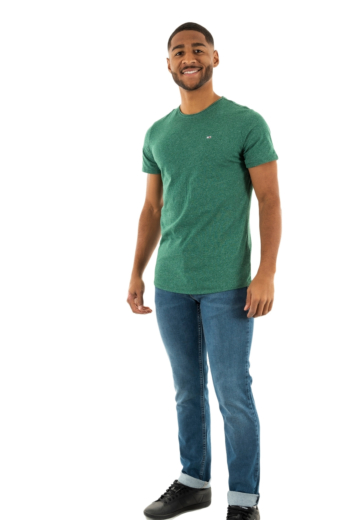 tee shirt tommy jeans slim jaspe c neck l4l court green
