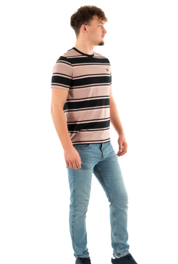 Tee shirt fred perry bold stripe u89 dkpink/dustro/bk