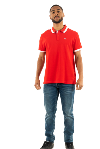 Polos tommy jeans reg solid tipped xnl deep crimson
