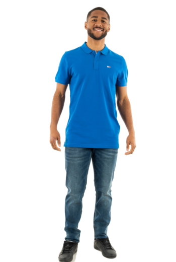 Polos tommy jeans slim placket c6p persian blue