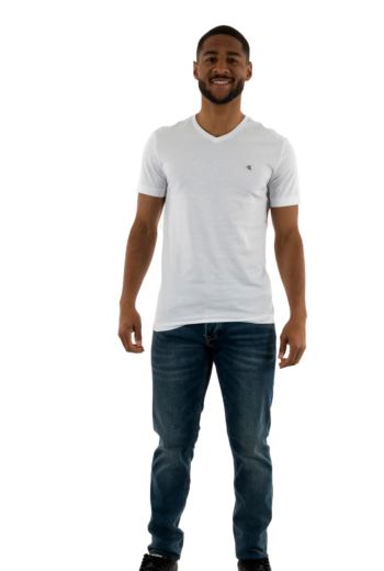 Tee shirt calvin klein jeans embro badge yaf bright white
