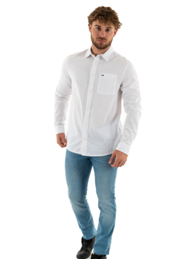 Chemise tommy jeans linen blend ybr white
