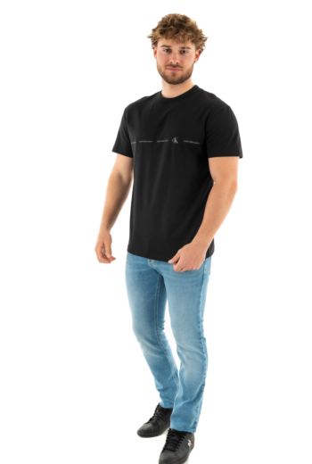 Tee shirt calvin klein jeans logo repeat beh black