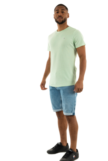 Tee shirt tommy jeans slim jaspe c neck lxy opal green