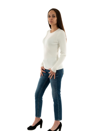 Pull hiver guess jeans destiny g011 pure white