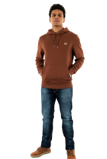 Sweat fred perry tipped hooded sweatshirt w52 whisky brown / porridge m