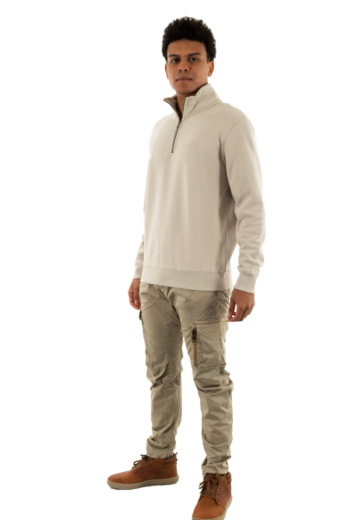 Sweat superdry essential logo henley 1lc light stone beige