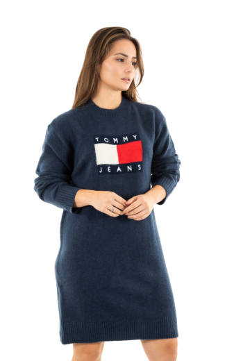 Robe tommy jeans melange flag dro dark night navy melange