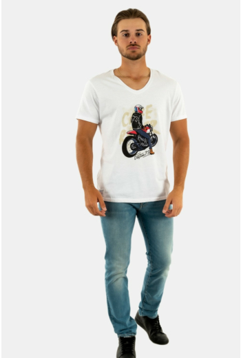 tee shirt daytona guy on ride bright white