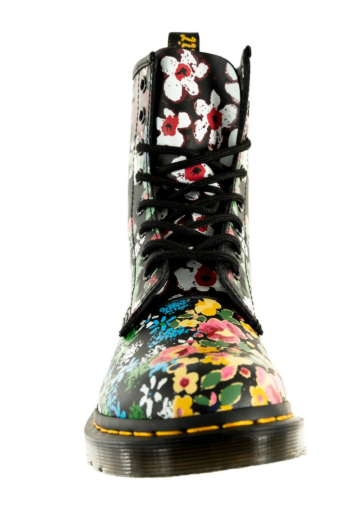 Bottines dr martens 1460 pascal white+black floral mash up backhand