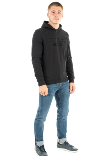 sweat guess jeans beau hoodie jblk jet black a996