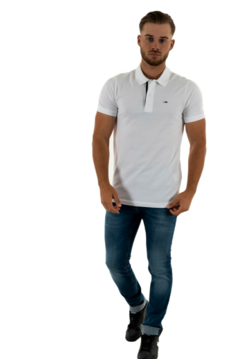 Polos tommy jeans slim placket pol ybr white