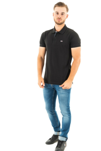 Polos tommy jeans slim placket pol bds black