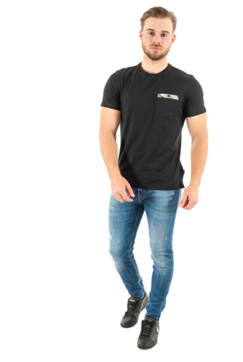 tee shirt barbour durness pocket bk31 black