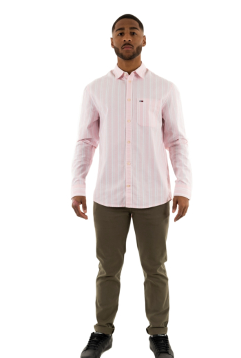 chemise tommy jeans reg oxford tha ballet pink stripe