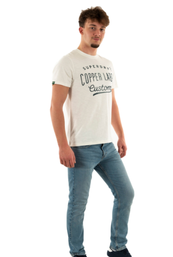 Tee shirt superdry copper label workwear 2bc cream slub