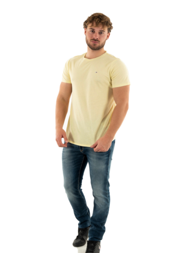 Tee shirt tommy jeans slim jaspe c neck zho lemon zest