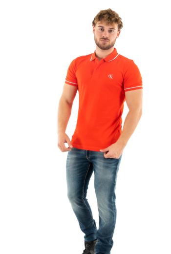 Polos calvin klein jeans tipping slim polo xa7 fiery red