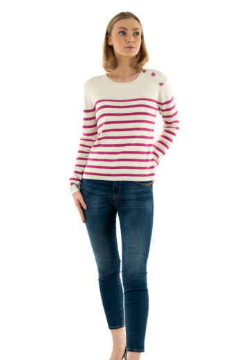 Pull léger la petite etoile camilia ecru/rose