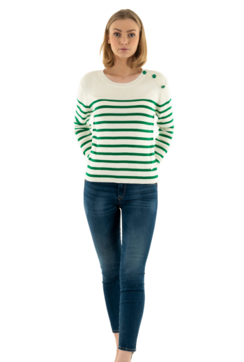 Pull léger la petite etoile camilia ecru/vert