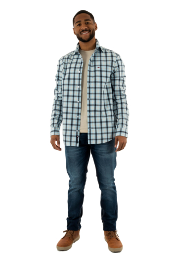 Chemise tommy jeans poplin check c3q sweet blue