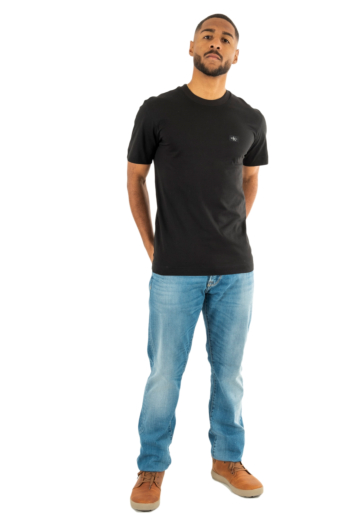 Tee shirt calvin klein jeans woven label regular beh ck black