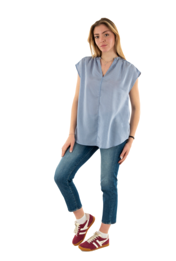 Chemisier manches courtes Le Temps Des Cerises shannon 3001 blue