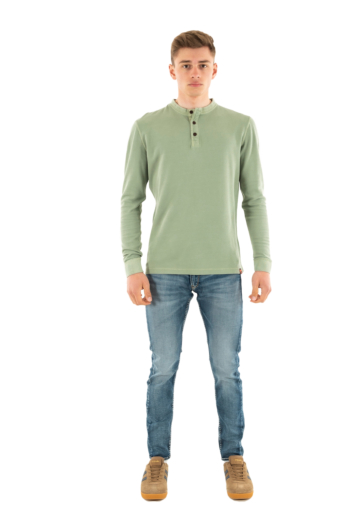 Tee shirt manches longues superdry lw textured grandad e4q washed sage green